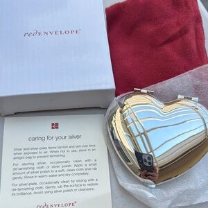 Red Envelope Silver Heart Compact Mirror brand new with box